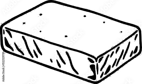 Rectangular Sketch Of A Dessert With Holes And Linear Design Isolated On A Plain White Background