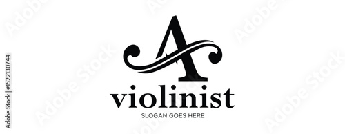 Violinist Logo Vector Illustration Isolated on White Background.
