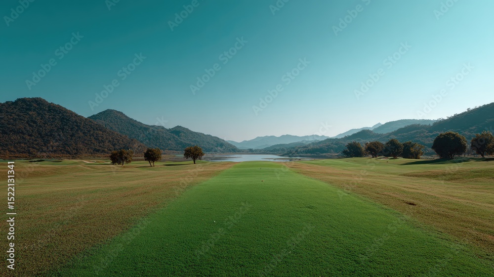 Naklejka premium Golf course mountain view
