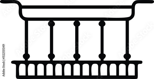 Black and white balcony or patio icon isolated on white background