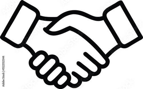 Black and white handshake icon isolated on white background