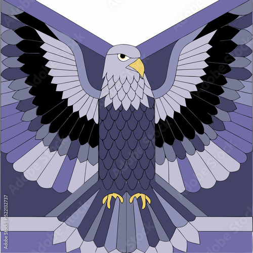 Illustration of a stylized eagle with wings spread wide