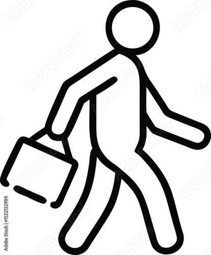 Person walking with suitcase icon black and white isolated on white background
