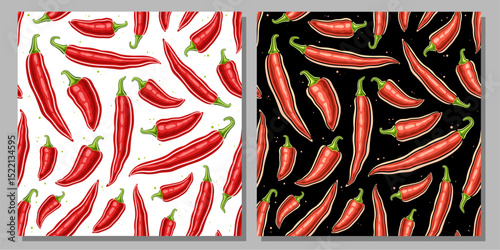 Vector Chili Pepper seamless patterns