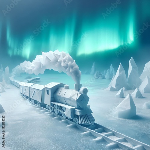 Origami Glacier through auroral haze
