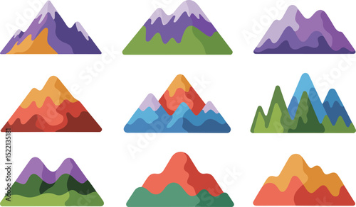 Colorful Flat Design Mountain Landscape Collection