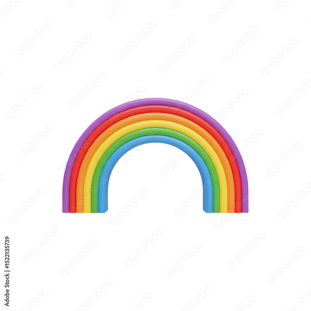 Fototapeta premium Classic rainbow with red to violet arcs over fluffy white clouds