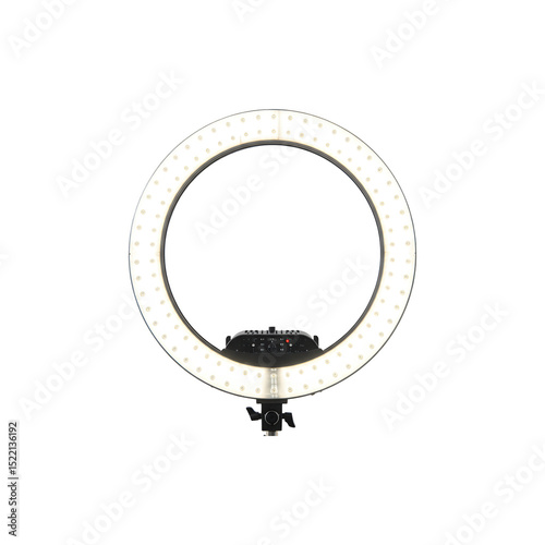 Circular vanity ring light with a suspended bat in the center
