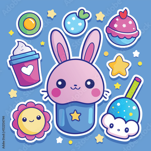 set of funny cartoon animals