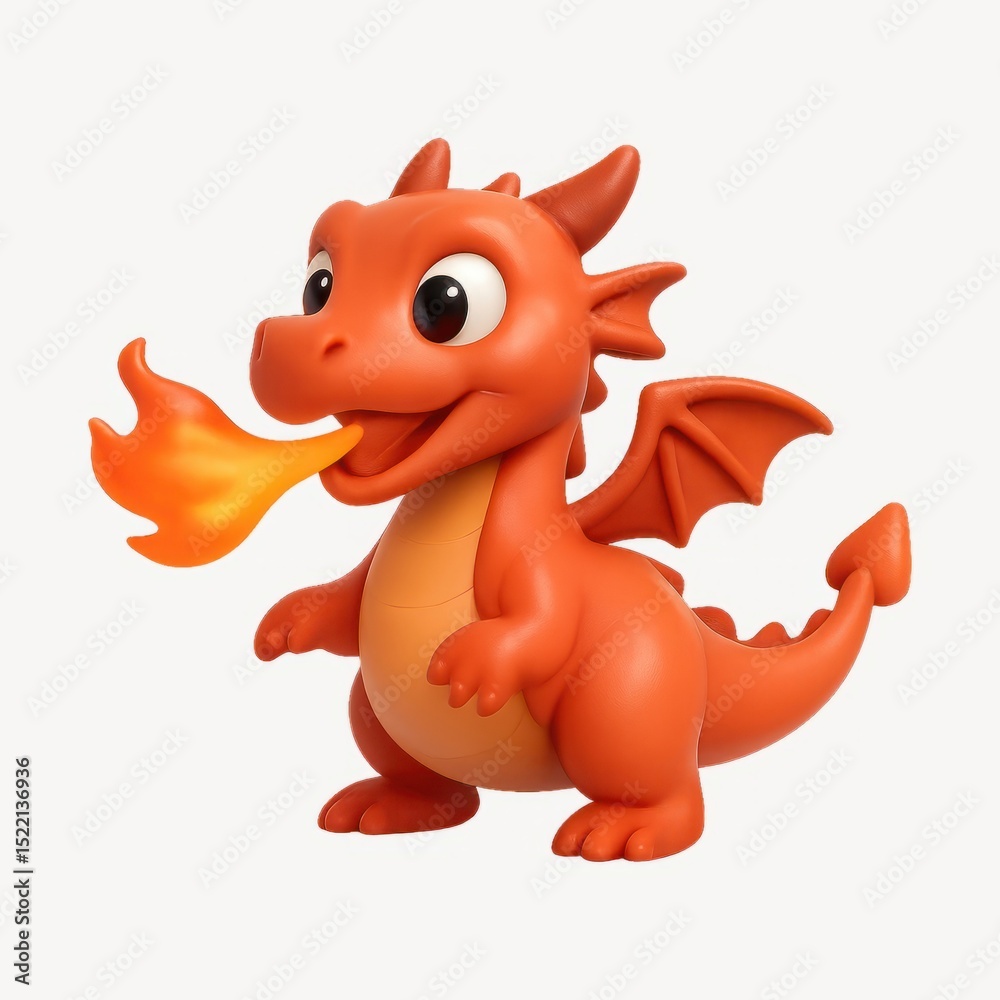 Fototapeta premium Cute cartoon dragon illustration.
