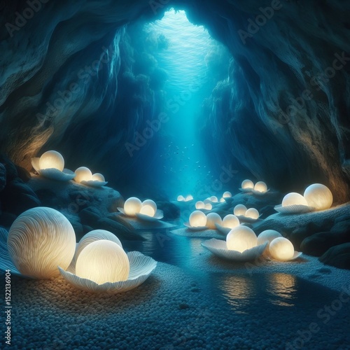 Underwater nestled in giant oy