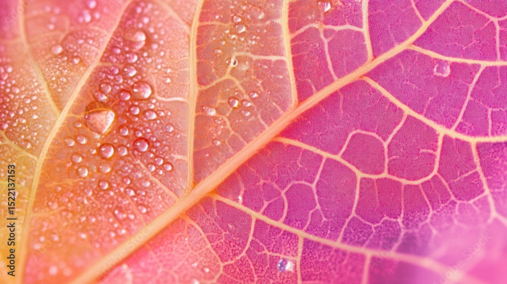 Obraz premium A close up view of a colorful leaf with water droplets