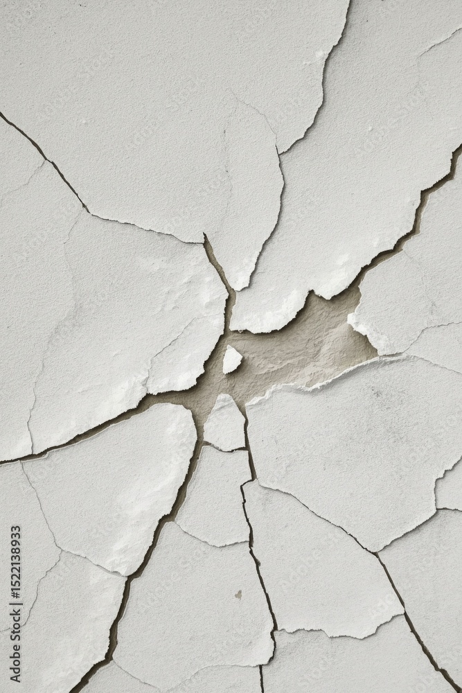 Obraz premium Cracked white plaster wall texture background