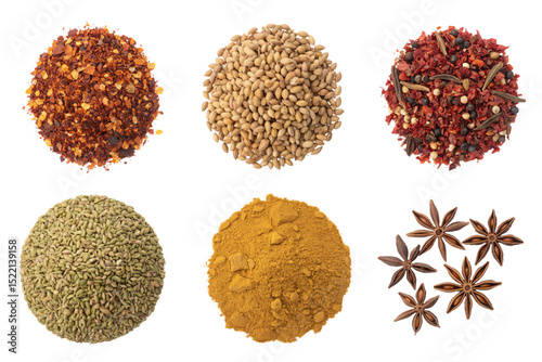Various spices and herbs collection for culinary use top view food photography and cooking ingredients 100