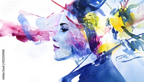 Colorful abstract portrait of a woman.