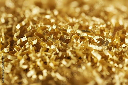Golden Shredded Paper Texture Close-Up