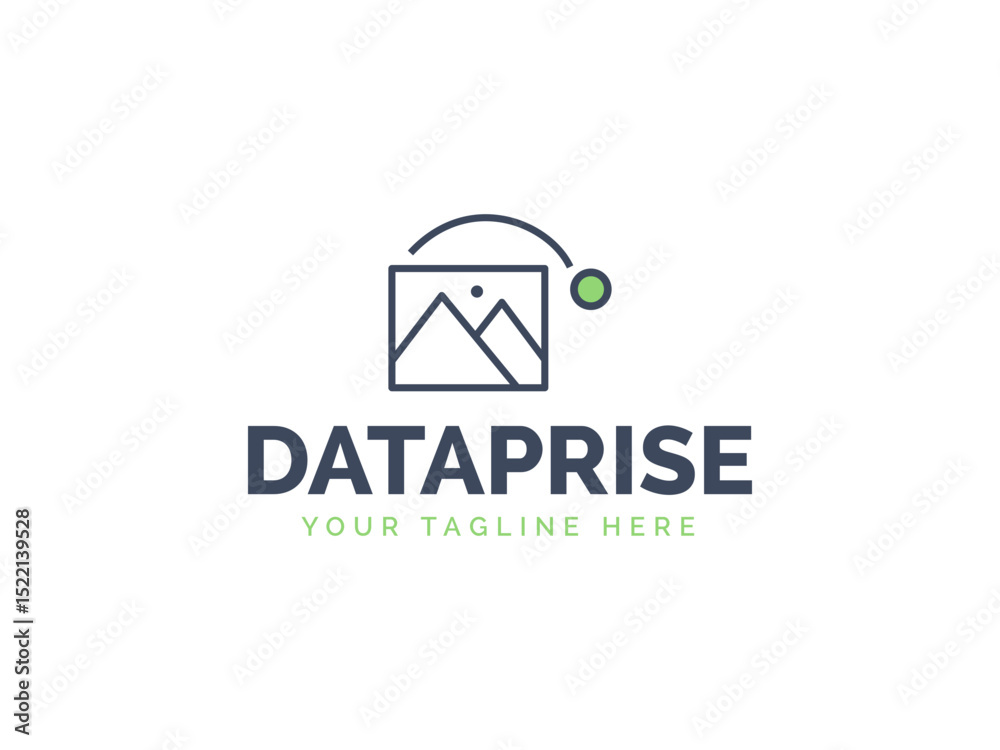 Fototapeta premium Solid icon vector illustration. For website design, logo, app, template, Growing graph icon and Dataprise logo Design.