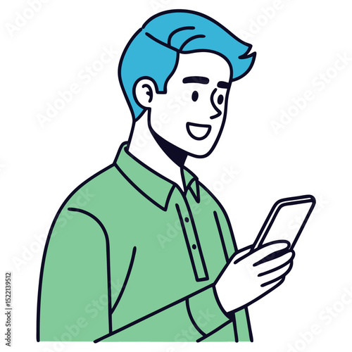 Young Man Using Smartphone for Communication Social Networking Concept