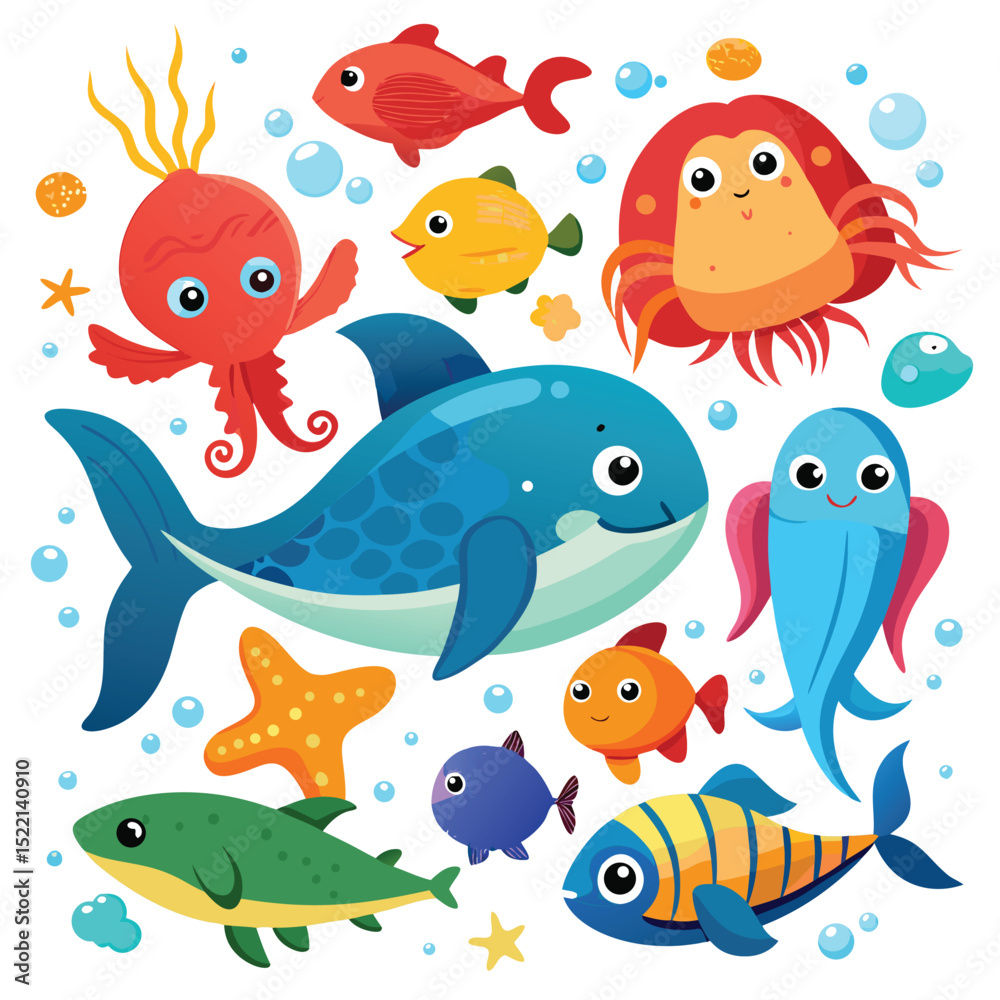 Naklejka premium seamless background with fishes