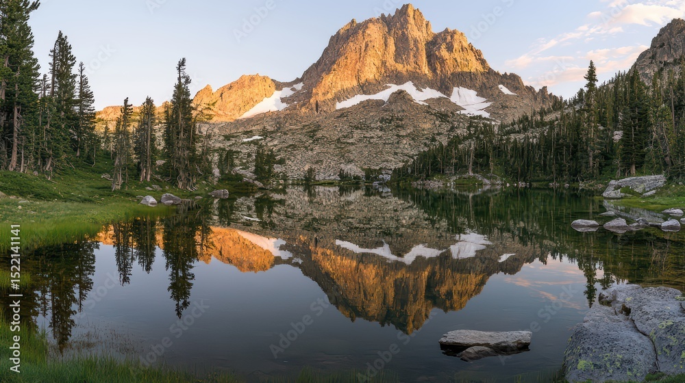 Obraz premium Mountain Lake Sunrise Reflection.