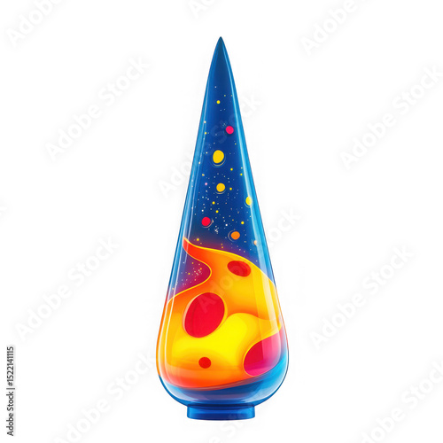 Glowing lava lamp illustration on transparent background