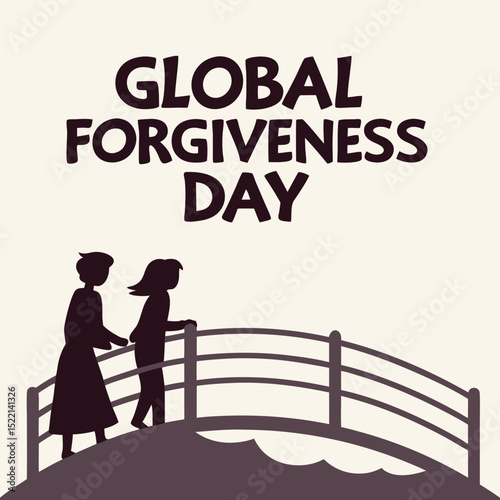 Global Forgiveness Day: A serene illustration captures the essence of Global Forgiveness Day with silhouetted figures of mother and child. a heartfelt moment of compassion, empathy.
