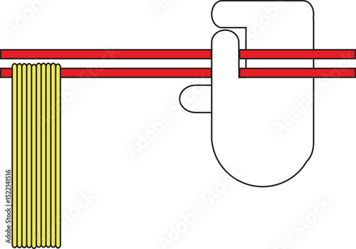 Hand using chopsticks to pick up noodles or pasta simple vector illustration doodle