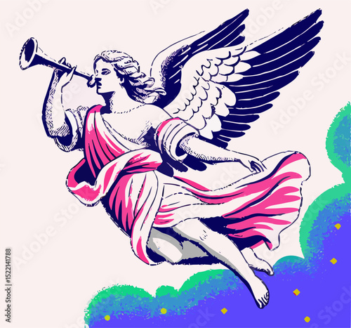 Angel with Trumpet, Celestial Being, Religious Art