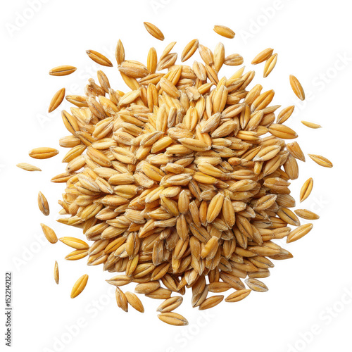 Pile of oat grains isolated on white background