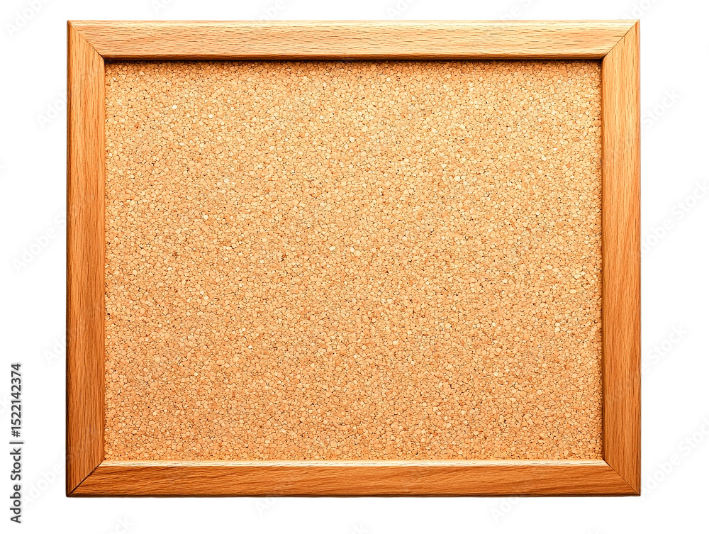 Fototapeta premium Wooden frame corkboard notice board isolated on transparent PNG