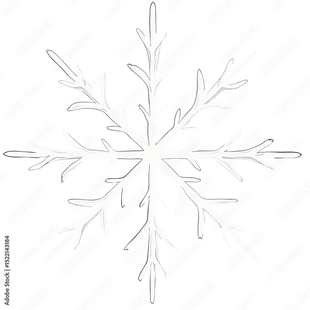 Naklejka premium A detailed illustration of a white snowflake against a stark black background