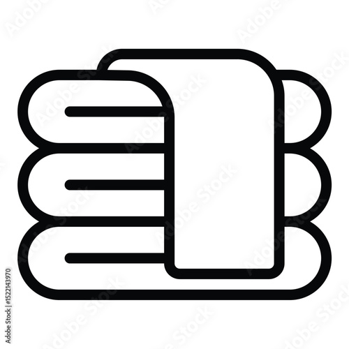 Towels icon flat line style illustration representing bath and spa essentials, suitable for wellness, hospitality, and personal care projects