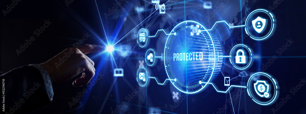 Obraz premium Cyber security data protection business technology privacy concept. Protected.