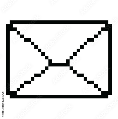 Pixel closed mail icon vector for unread message, inbox notification, and communication symbol. Ideal for pixel interface, digital contact, and retro mail design elements.