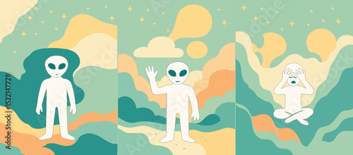 Peaceful Alien Encounter in a Soft Dream World.