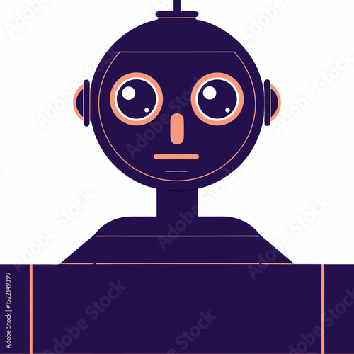 Illustration of a stylized robot with large round eyes