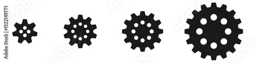 Gear cog icon vector for mechanical part, rotation tool, and engineering system. Ideal for industrial design, technical diagrams, and machinery interface visuals.