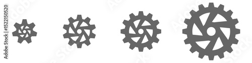 Gear cog icon vector for mechanical part, rotation tool, and engineering system. Ideal for industrial design, technical diagrams, and machinery interface visuals.