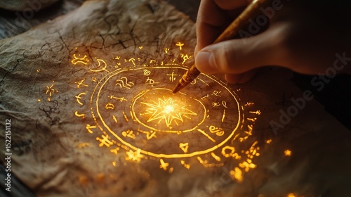 Mystical Hand Drawing Zodiac Signs