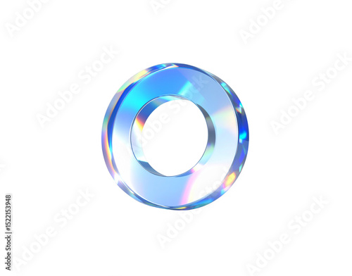 Iridescent Glass Torus with Rainbow Reflections and Smooth Rounded Edges