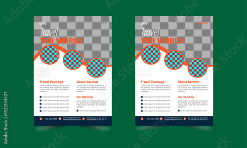 Modern poster travel flyer design,Editable tour poster template with brush stroke set,
