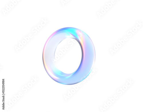 Iridescent Letter O Glossy Reflective and Holographic Alphabet Design