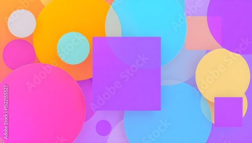 Vibrant Abstract Geometric Shapes – Modern Neon Digital Art