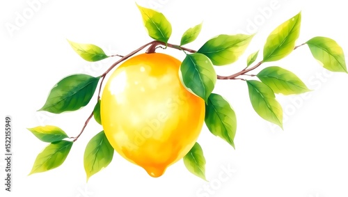 Watercolor Lemon Branches – Fresh Fruit Illustration