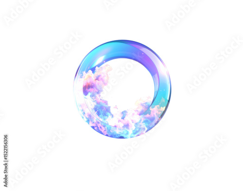 Iridescent Ring Enclosing Ethereal Pastel Smoke a Portal to Dreams