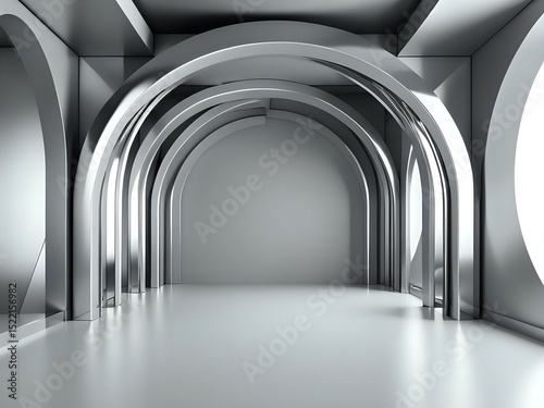 Modern Architectural Interior Design Sleek Metallic Arches and Geometric Spaces