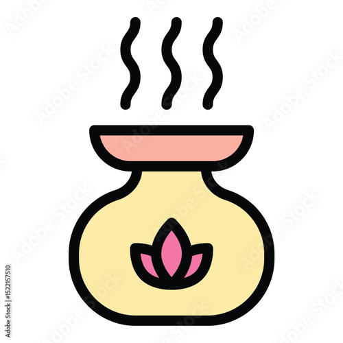 Aromatherapy icon flat line style illustration representing essential oils and wellness treatments, suitable for health, beauty, and relaxation-related projects