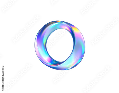 Iridescent Torus A Luminous Ring with Shimmering Rainbow Hues and Reflective Surface