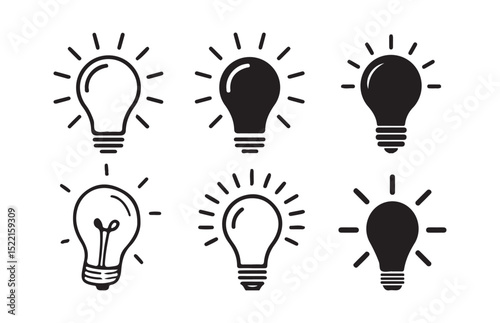 Idea lightbulb icon set, Lightbulbs, Lamps Pack of Thin Icons. Editable Stroke. vector illustration
