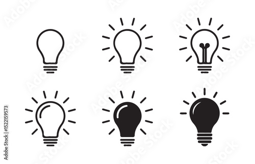 Idea lightbulb icon. Inspiration creativity lamp vector icon collection. Bright lightbulb icon silhouette. vector illustration eps 10